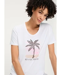 Olsen Women's Embroidered Placement Print T-Shirt