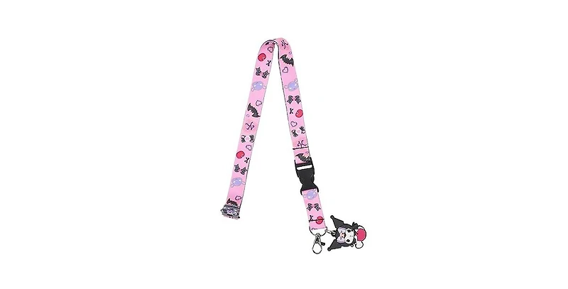 Kuromi Cherries & Cookies 22-Inch Lanyard With Kuromi Charm and Clear Id Sleeve