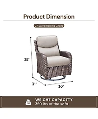Pocassy Outdoor Swivel Rocker Patio Chairs-High Back Wicker Chairs Set of 2,Pe Chair Furniture Sets with 5in Cushions