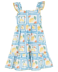 Rare Editions Girls' 2T-6X Printed Flutter-Sleeve Two-Tier Skirt Dress