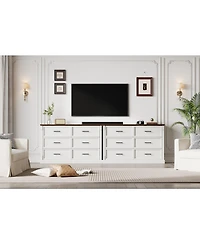 homfan 6-Drawer Dresser for Bedroom, Farmhouse Chest of Drawers with Metal Handles, Wide Storage Cabinet Living Room Hallway