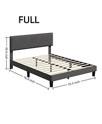 homfan Upholstered Platform Bed Frame with Quilted Headboard, Wooden Slats and Quiet Support