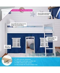 Max & Lily Loft Bed, Low Solid Wood Twin Bunk Beds for Kids with Ladder and Curtain
