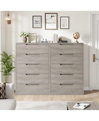 homfan 5 Dresser for Bedroom, 50" Tall Dresser, Freestanding Vertical Drawer with Storage, Wooden Closet Chest Storage Living Room, Hallway