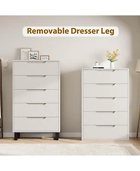 homfan 5 Dresser for Bedroom, 50" Tall Dresser, Freestanding Vertical Drawer with Storage, Wooden Closet Chest Storage Living Room, Hallway