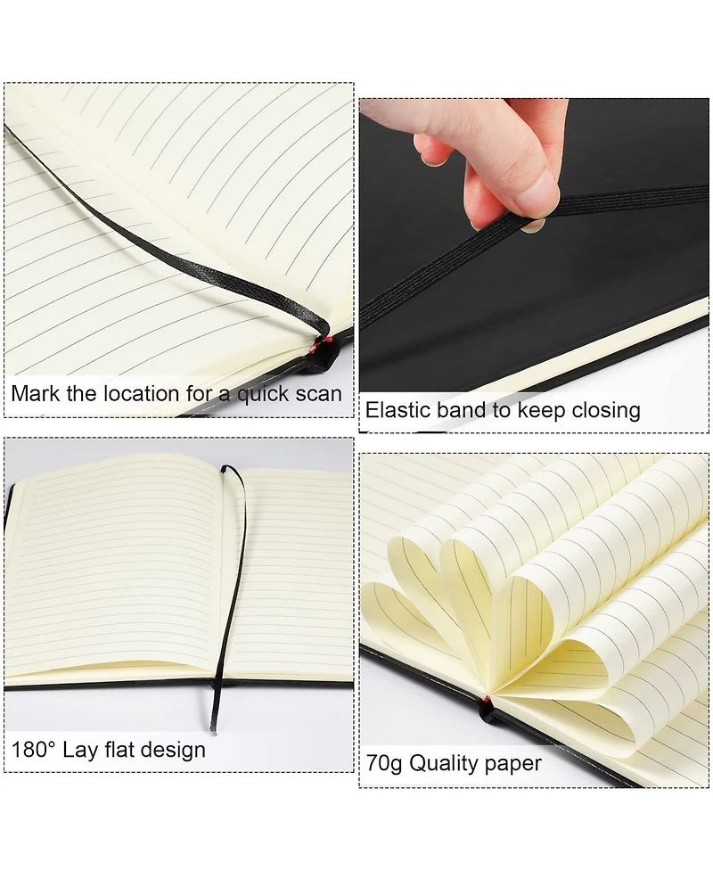 Gnuadz Lined Journal Notebooks A5 Hardcover Pu Leather Wide Ruled