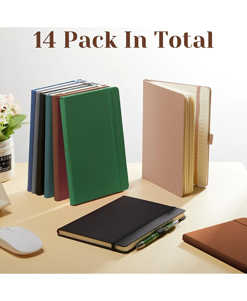 Gnuadz Lined Journal Hardcover Notebook College Ruled Pen Holder Pu Leather