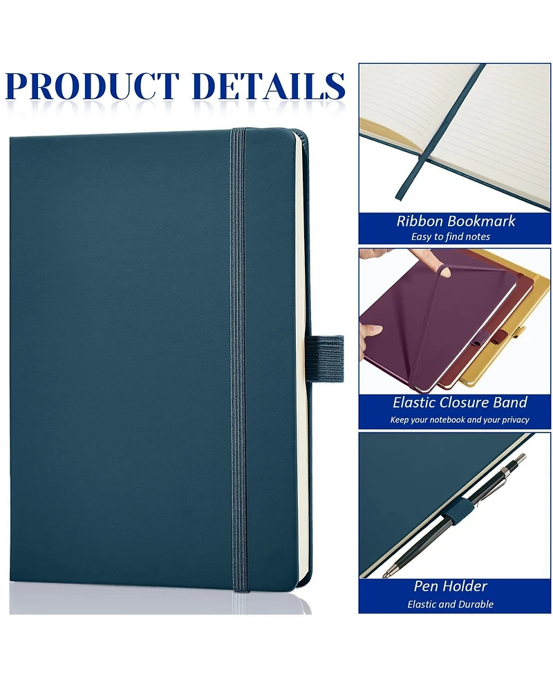 Gnuadz Lined Journal Hardcover Notebook College Ruled Pen Holder Pu Leather