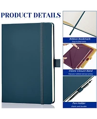 Gnuadz Lined Journal Hardcover Notebook College Ruled Pen Holder Pu Leather