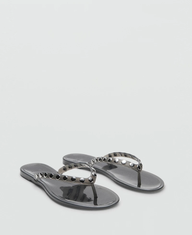 Mango Women's Vinyl Straps Studded Sandals