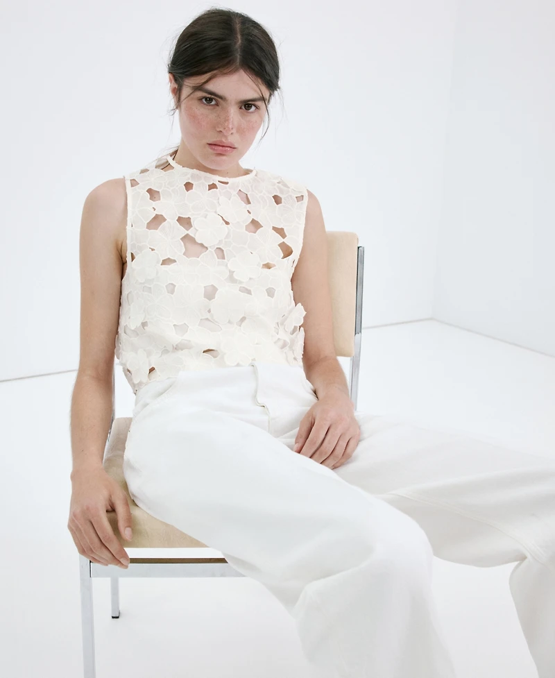 Mango Women's Openwork Embroidery Top