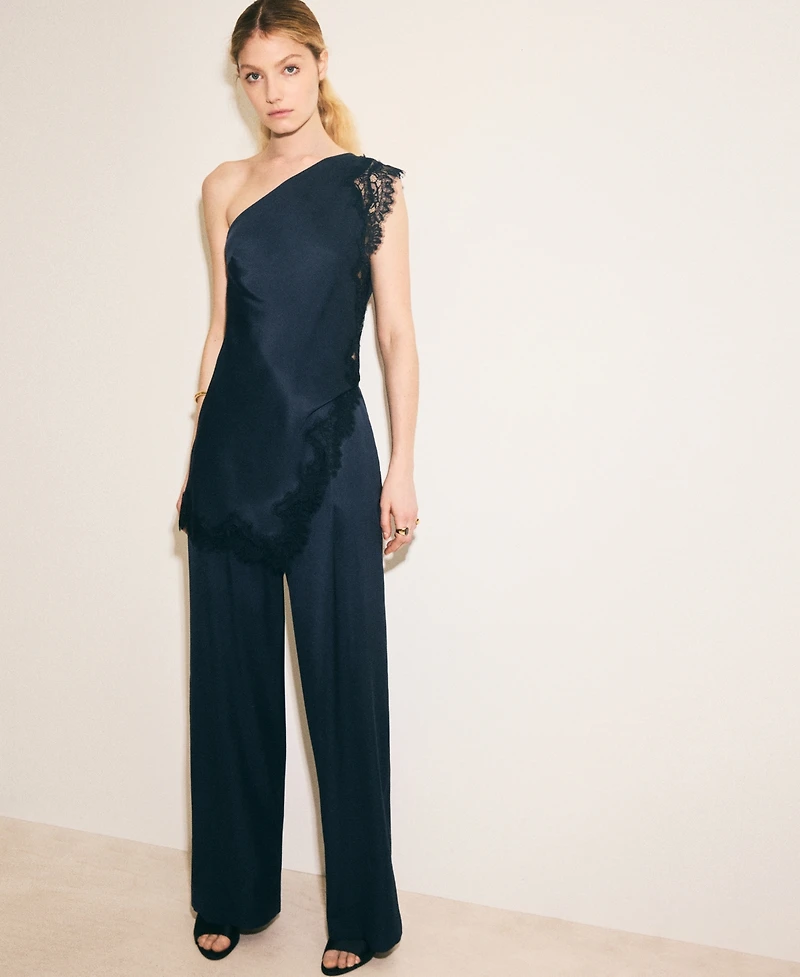 Mango Women's Satin Straight-Fit Pants