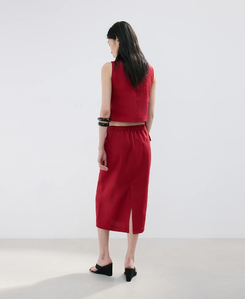 Mango Women's Linen Midi Skirt