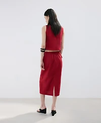 Mango Women's Linen Midi Skirt