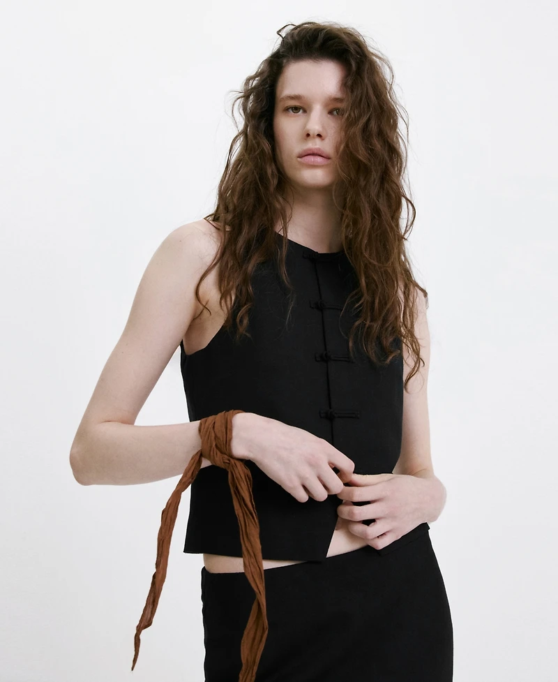 Mango Women's Linen Toggle Vest