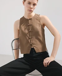 Mango Women's Linen Toggle Vest