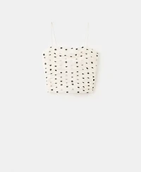 Mango Women's Ruched Polka-Dot Top