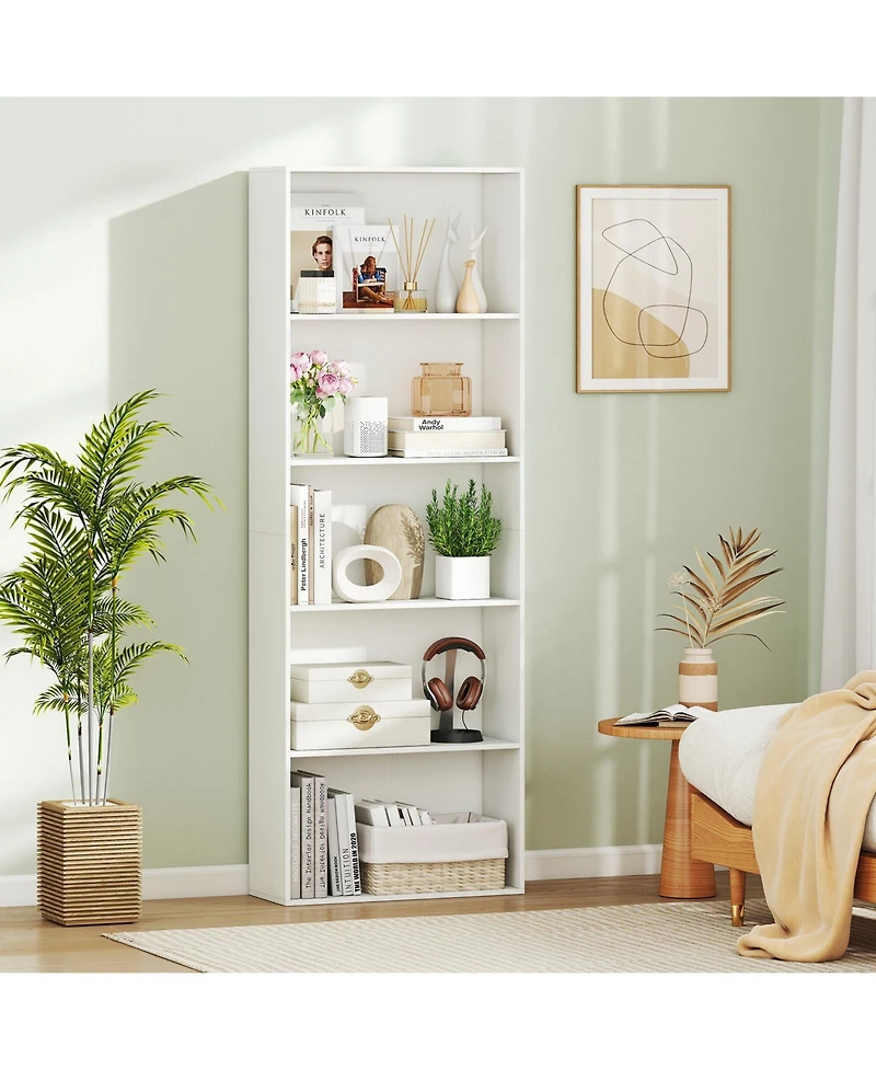 Gymax 5-Tier Bookshelf Open Bookcase Freestanding Display Shelf Storage Organizer