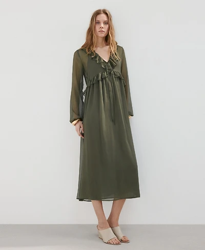 Mango Women's Ruffles Flowy Dress