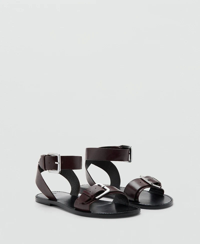Mango Women's Buckle Leather Sandals