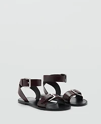 Mango Women's Buckle Leather Sandals