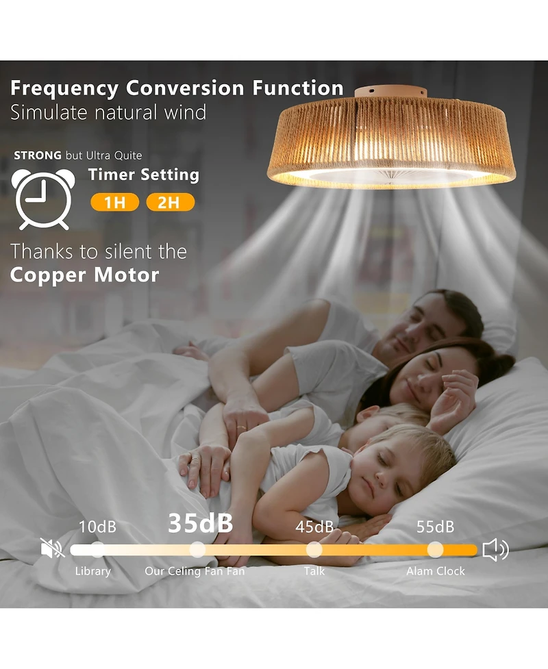 Clihome 21 inch Ceiling Fan Light, Silent Remote Control with Timing Function, Adjustable Color Temperature