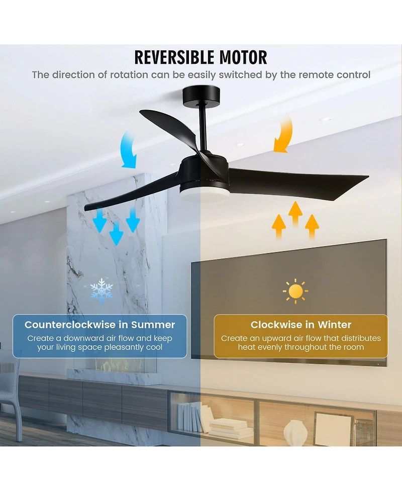 Gouun 52 Inch Reversible Ceiling Fan