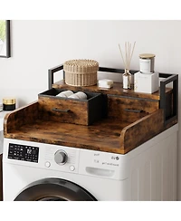gaomon 2-Tier Washer Dryer Countertop, Shelf and 2 Drawers, High Guardrails, Laundry Storage Organizer