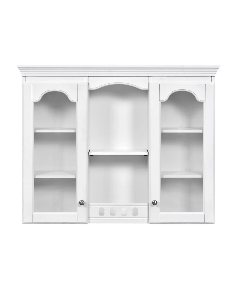 Busdays White Wall Mounted Medicine Cabinet Bathroom Wall Cabinet with 2 Glass Doors Over The Toilet Space Saver Storage Cabinet Ample Storage