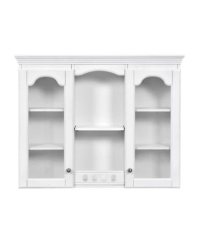 Busdays White Wall Mounted Medicine Cabinet Bathroom Wall Cabinet with 2 Glass Doors Over The Toilet Space Saver Storage Cabinet Ample Storage