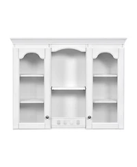 Busdays White Wall Mounted Medicine Cabinet Bathroom Wall Cabinet with 2 Glass Doors Over The Toilet Space Saver Storage Cabinet Ample Storage