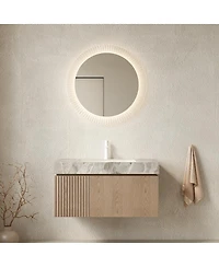 Sillysis Italian Wall Mount Bathroom Vanity with Sintered Stone Countertop, Ceramic Sink, Soft Close Cabinet, Pre-assembled