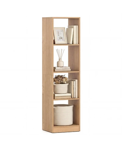 Gymax 5-Tier Bookshelf Corner Bookcase Storage Display Organizer with 4 Cubes