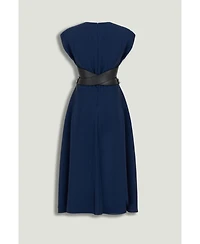 Nocturne Women's V-Neck Belted Midi Dress