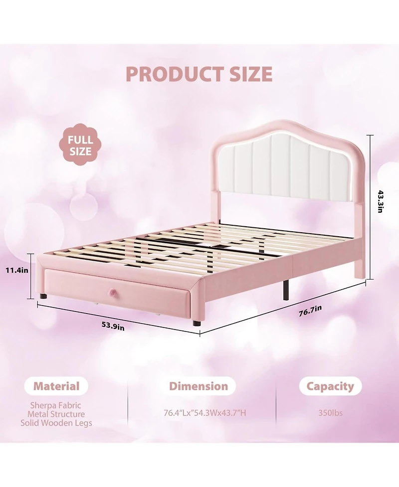 gaomon Upholstered Bed Frame with Storage Drawer and Smart Led Headboard