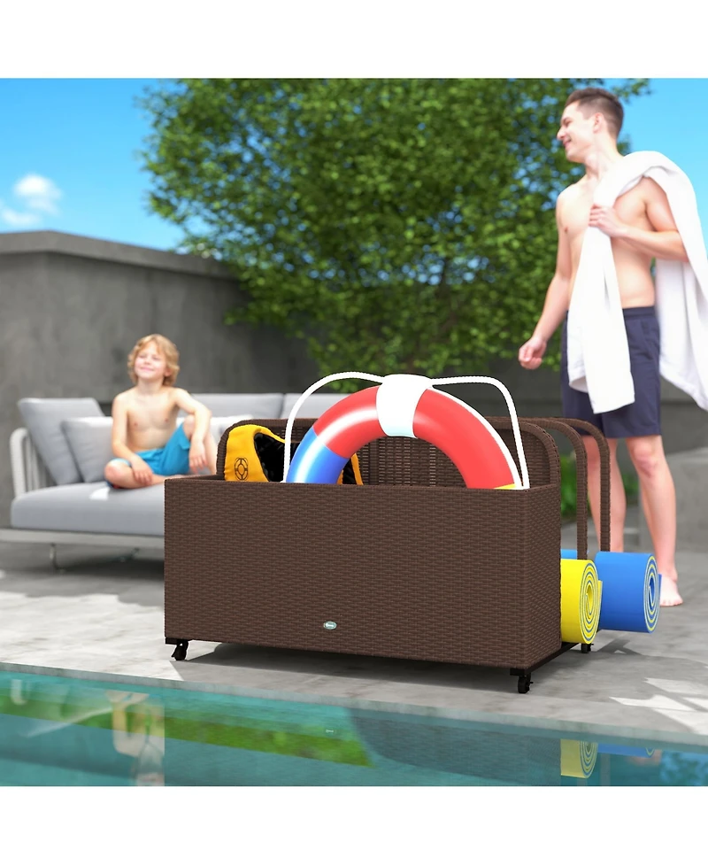 Outsunny Wicker Pool Float Storage Organizer, Holder