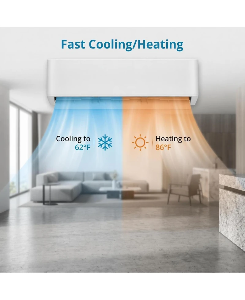 Xo 24 SEER2 9,000 Btu Mini Split Ac and Heat Pump, Cools/Heats Up to 450 Sq.Ft, 115V