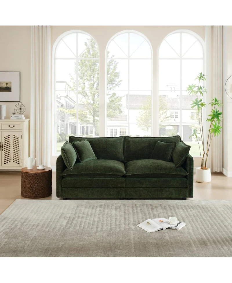Maison Boucle 75.9'' Chenille Loveseat Sofa, Deep Seat 2 Seater, Solid Wood Frame