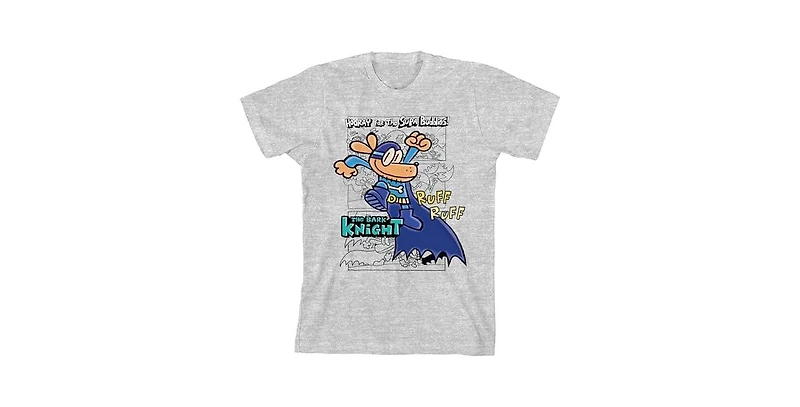 Dog Man Boys Hand Drawn With Colorful Logo The Bark Knight on Athletic Heather Youth