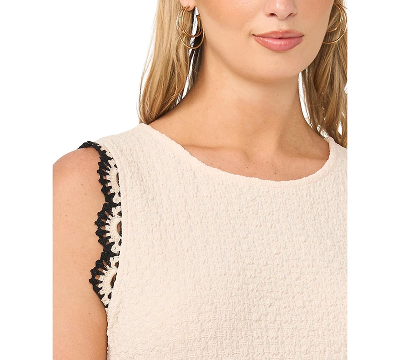 Vince Camuto Women's Crewneck Scallop Trim Tank Top