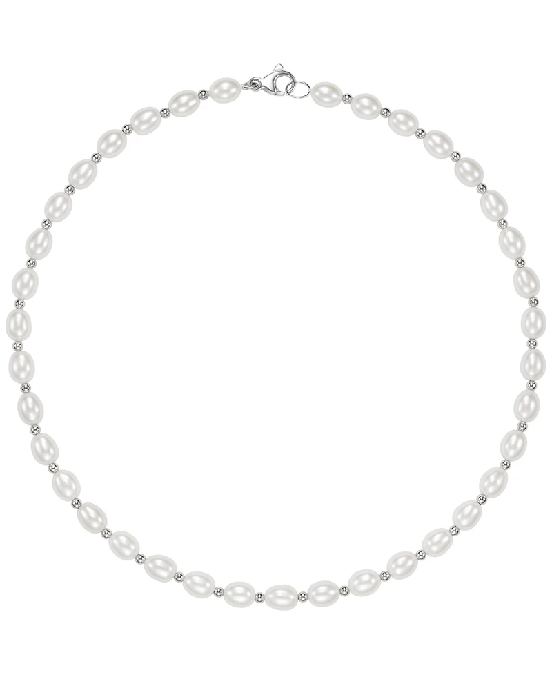 Macy's Rice Pearl (7-8mm) Beaded Necklace in Sterling Silver