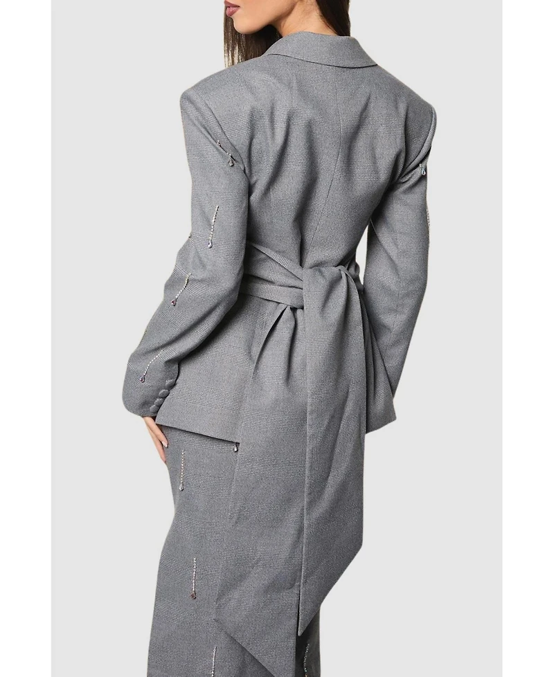 Coast Women's Muse Check Tie Embellished Blazer