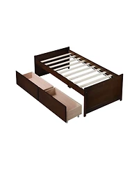 Clihome Bed with 2 Drawers, Solid Rubber Wood