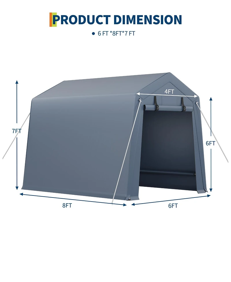 gaomon Portable Carport Motorcycle Shelter, Heavy Duty Pe Fabric Storage Shed, Garage Tent