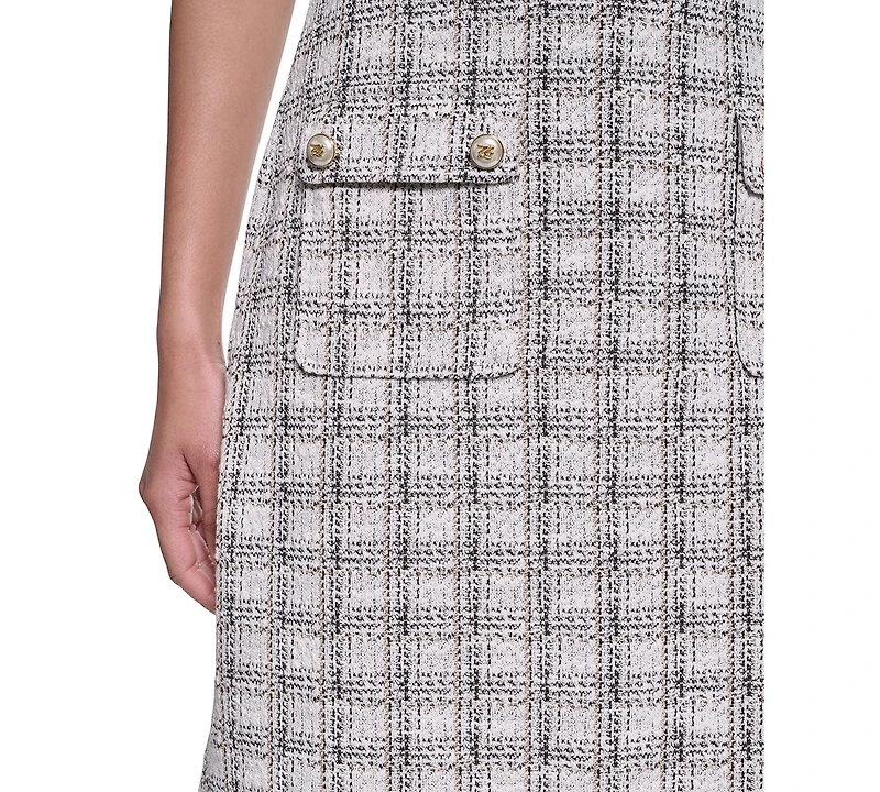 Karl Lagerfeld Paris Women's Windowpane Knee-Length Dress