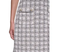 Karl Lagerfeld Paris Women's Windowpane Knee-Length Dress