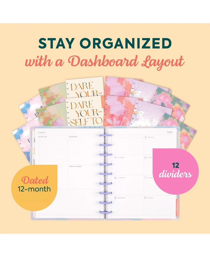 Gnuadz Happy Planner Classic Dashboard Blurred Fleurs July 2026-June 2027