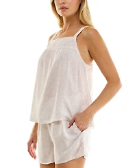 Sincerely Jules Women's Square Neck Cami Top and Pajama Shorts, 2-Piece Set