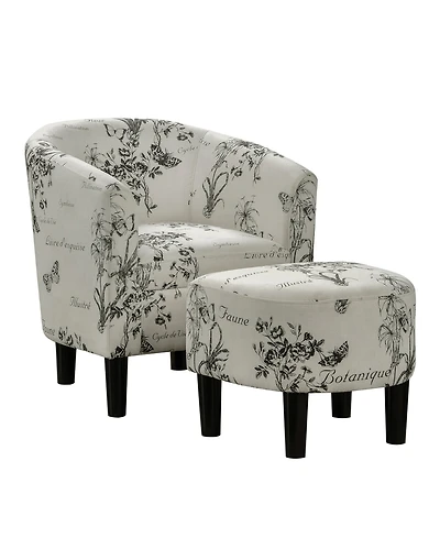 Convenience Concepts 26.25" Print Canvas Churchill Accent Chair with Ottoman