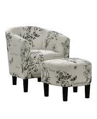 Convenience Concepts 26.25" Print Canvas Churchill Accent Chair with Ottoman
